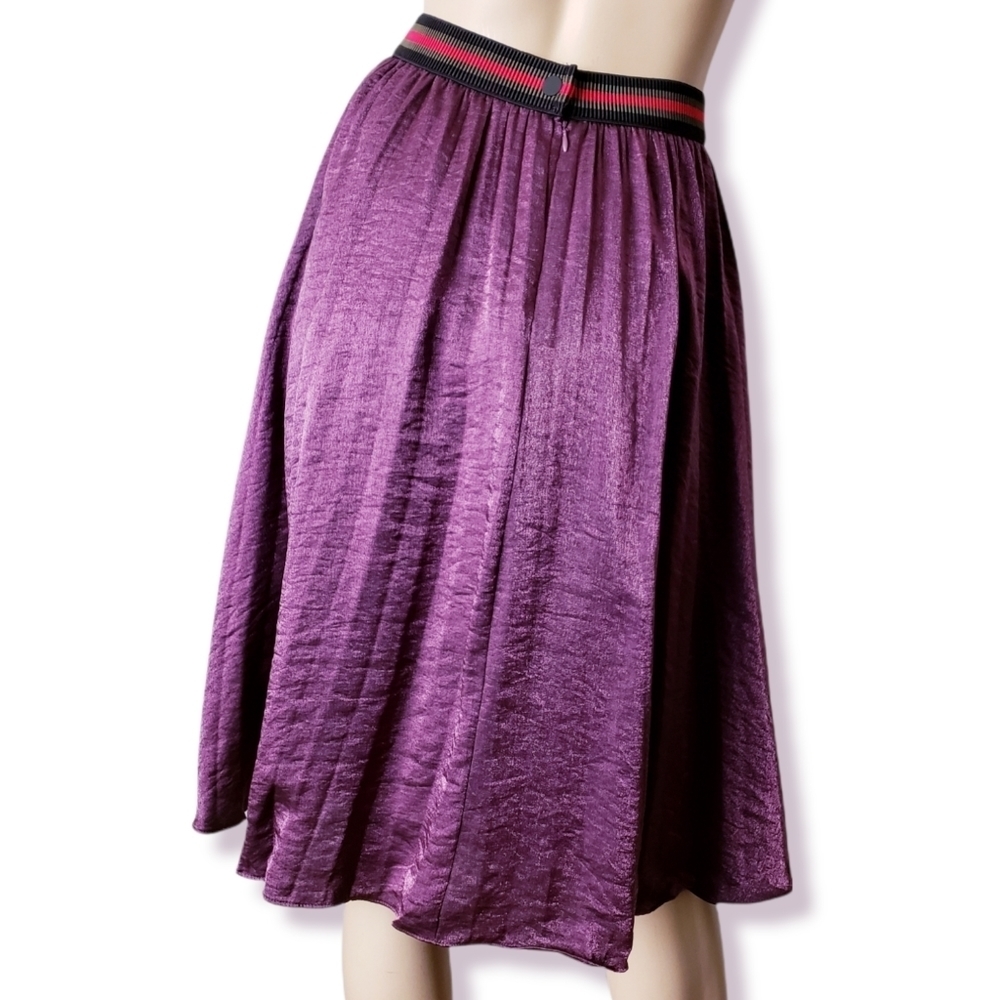 Alpha & Omega Purple Metallic Sheen Pleated Skirt - Picture 6 of 7